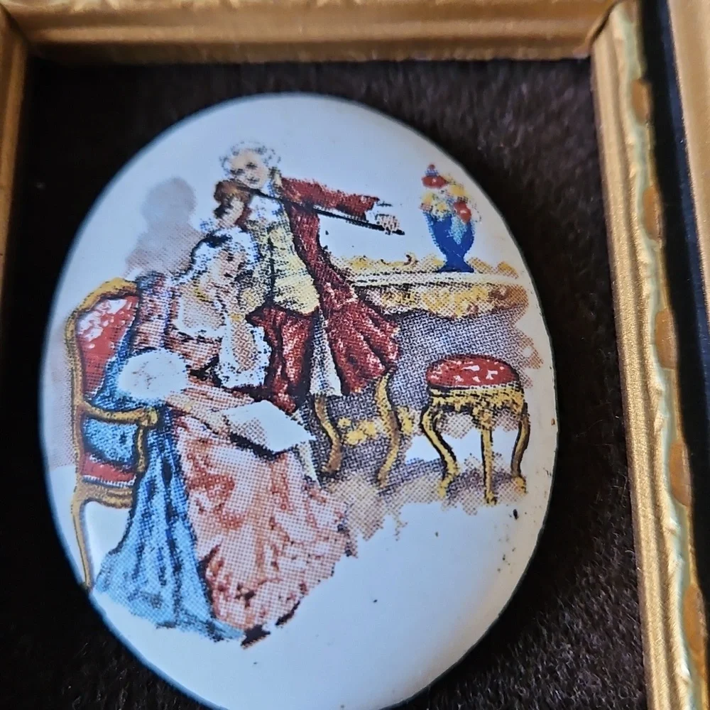 Vintage Enamel On Copper Couple By PG Cooper England Minature